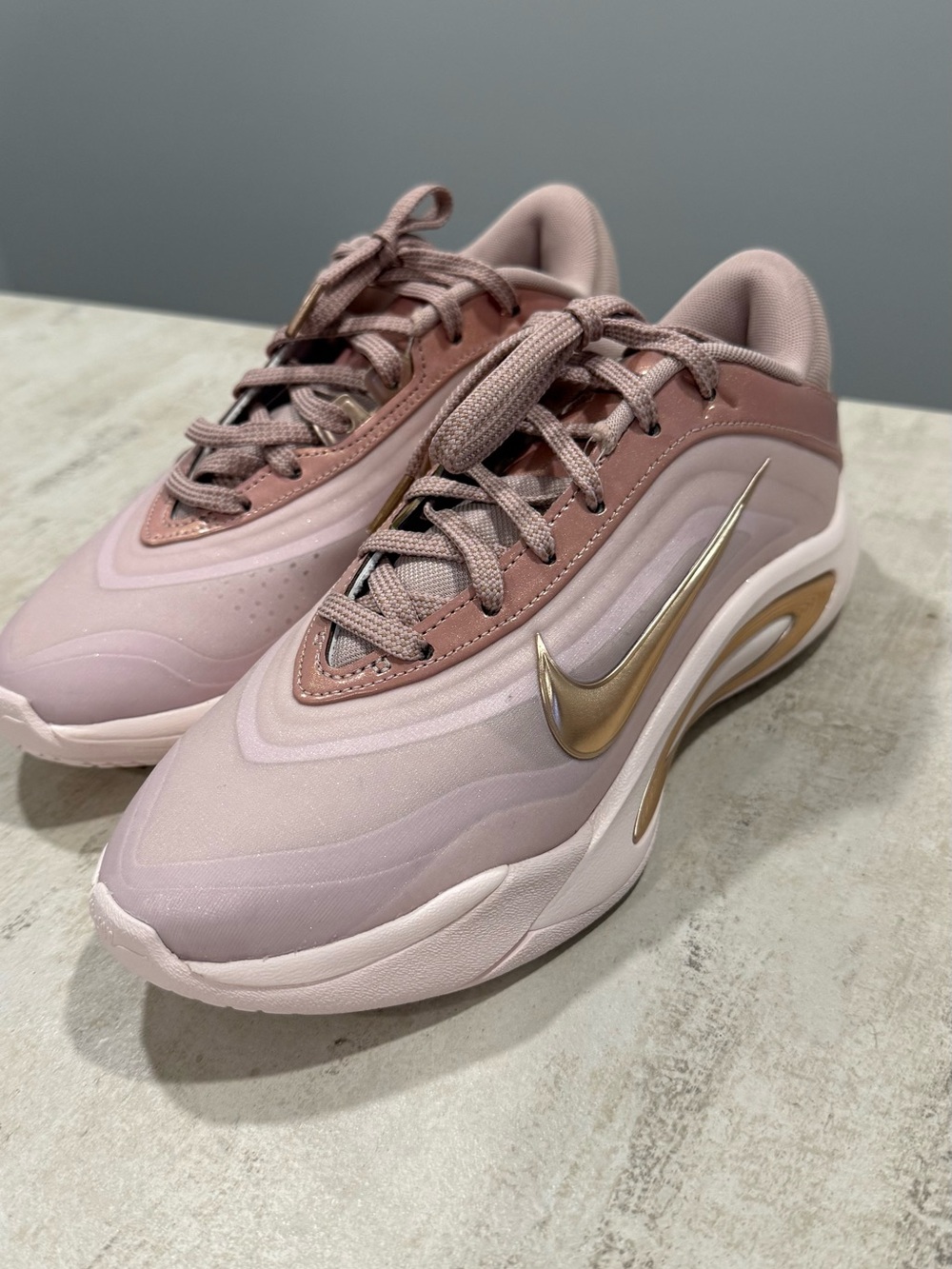Nike Women's Rose Pink and Gold Air-Inspired Sneakers